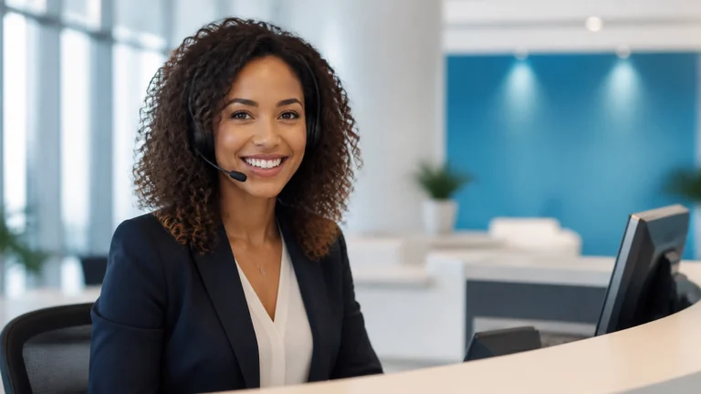 Professional virtual receptionist providing high-quality customer service support