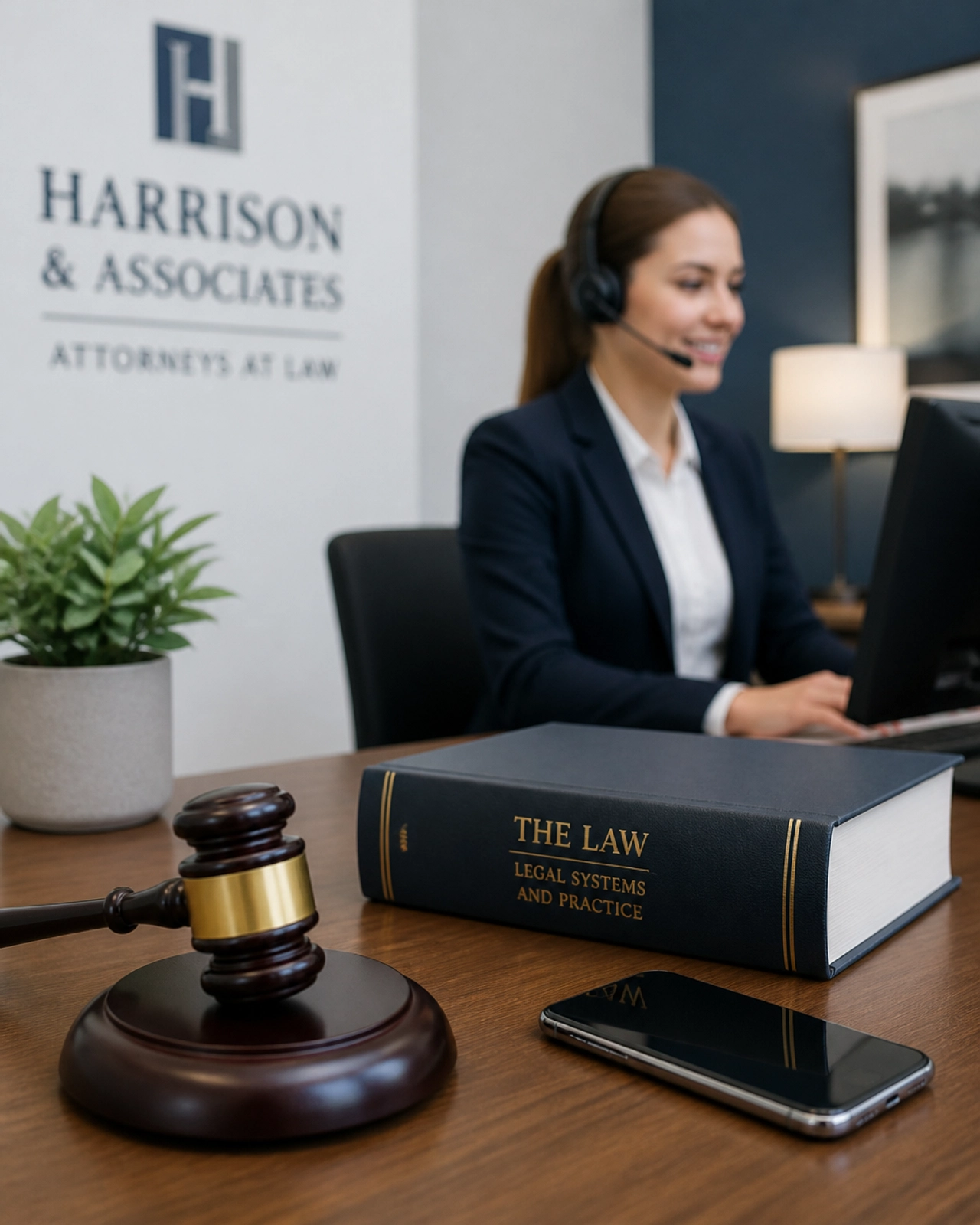 Legal professional in a modern law office setting