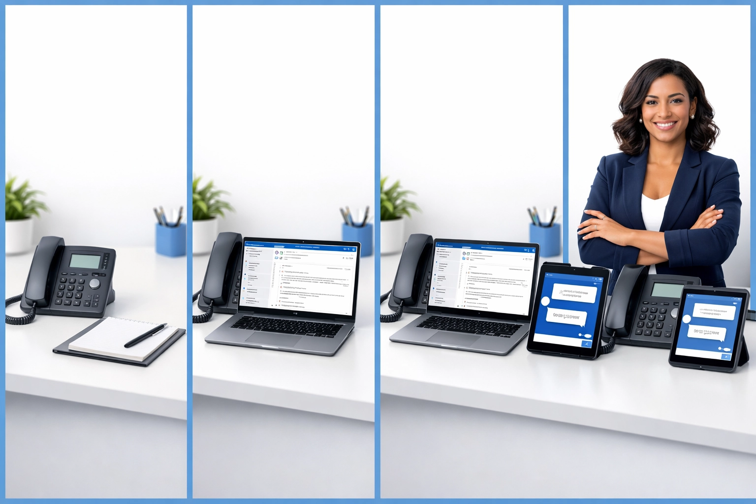 Four-step progression of building omnichannel support from phone to full integration