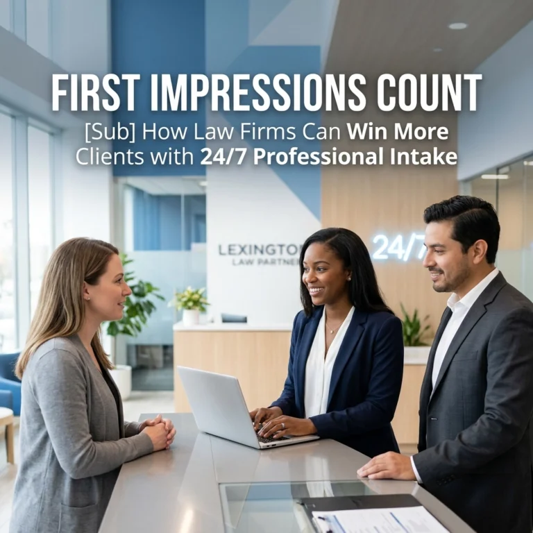 Attorney answering service hero image for law firm client intake and first impressions.