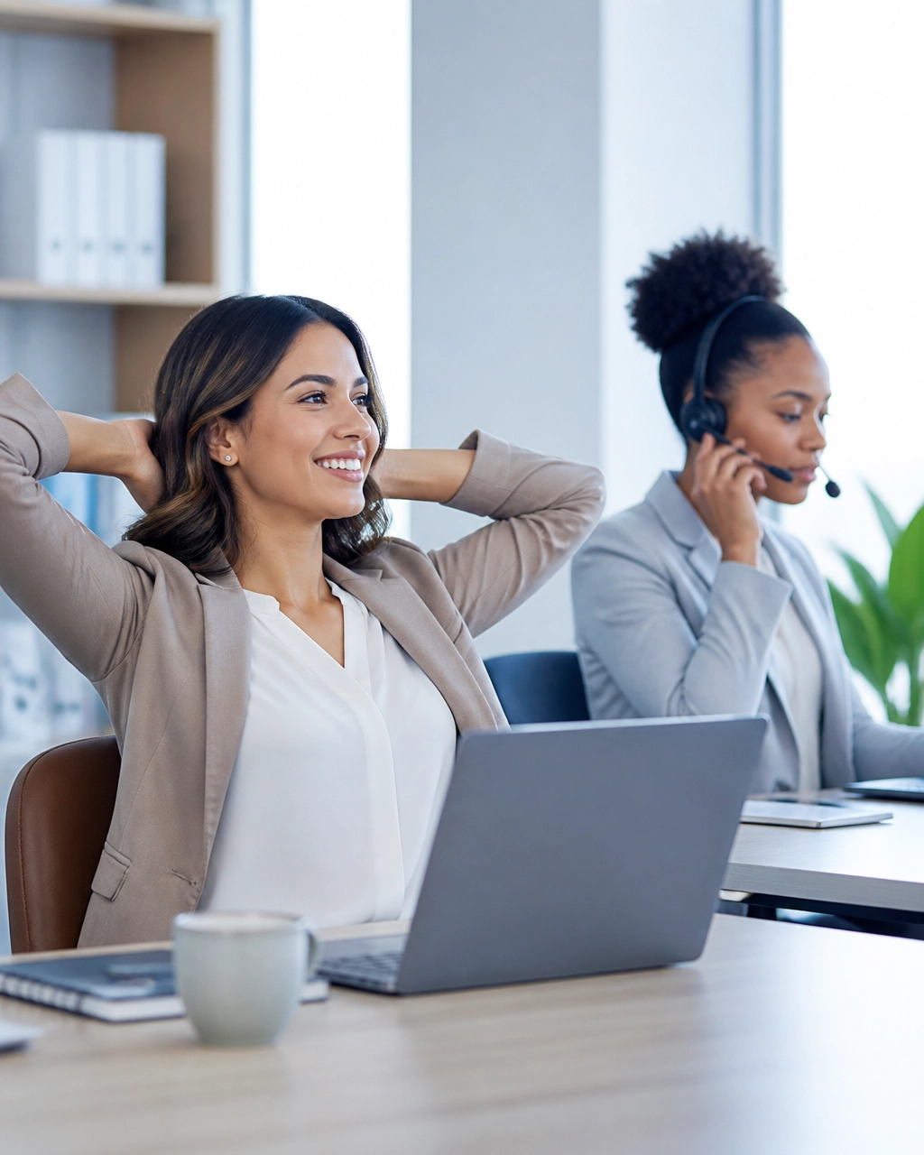 Small-business owner relieved as a virtual receptionist handles customer calls