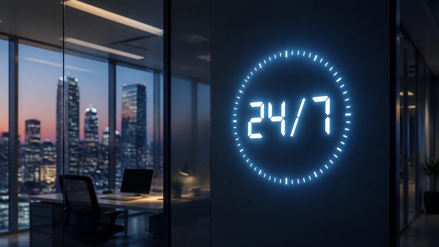A 24/7 clock representing around-the-clock domestic availability.