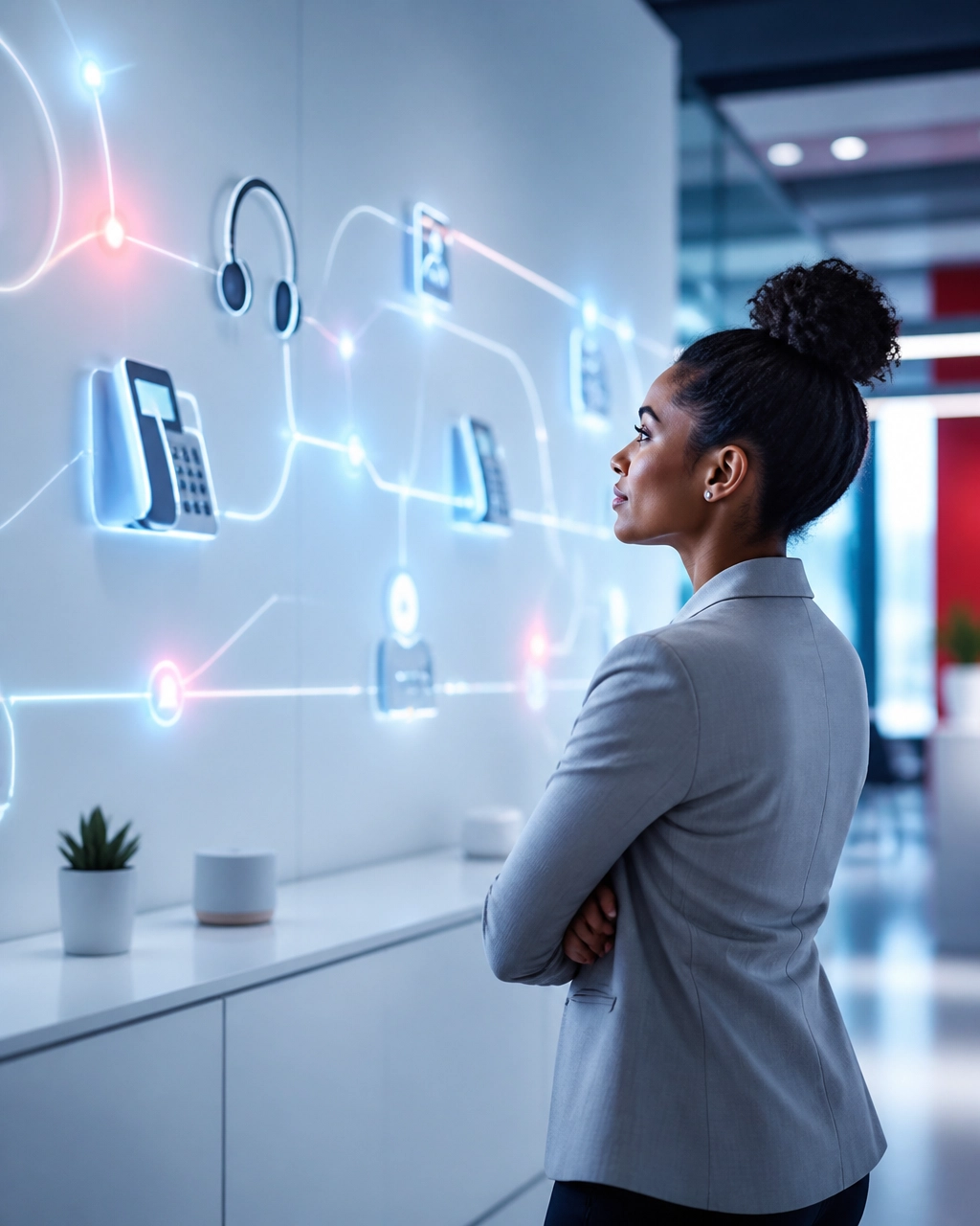 US call center operations manager reviewing customer communication and continuity systems