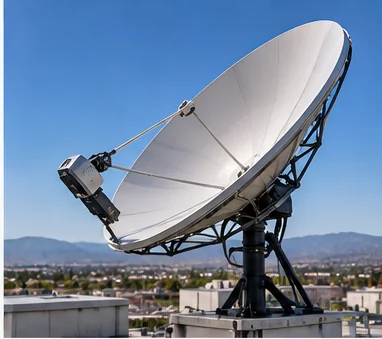 Satellite dish used to route call traffic if all terrestrial phone routes fail