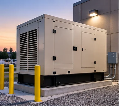 Standby natural gas and propane generator outside the CallCenterUSA building