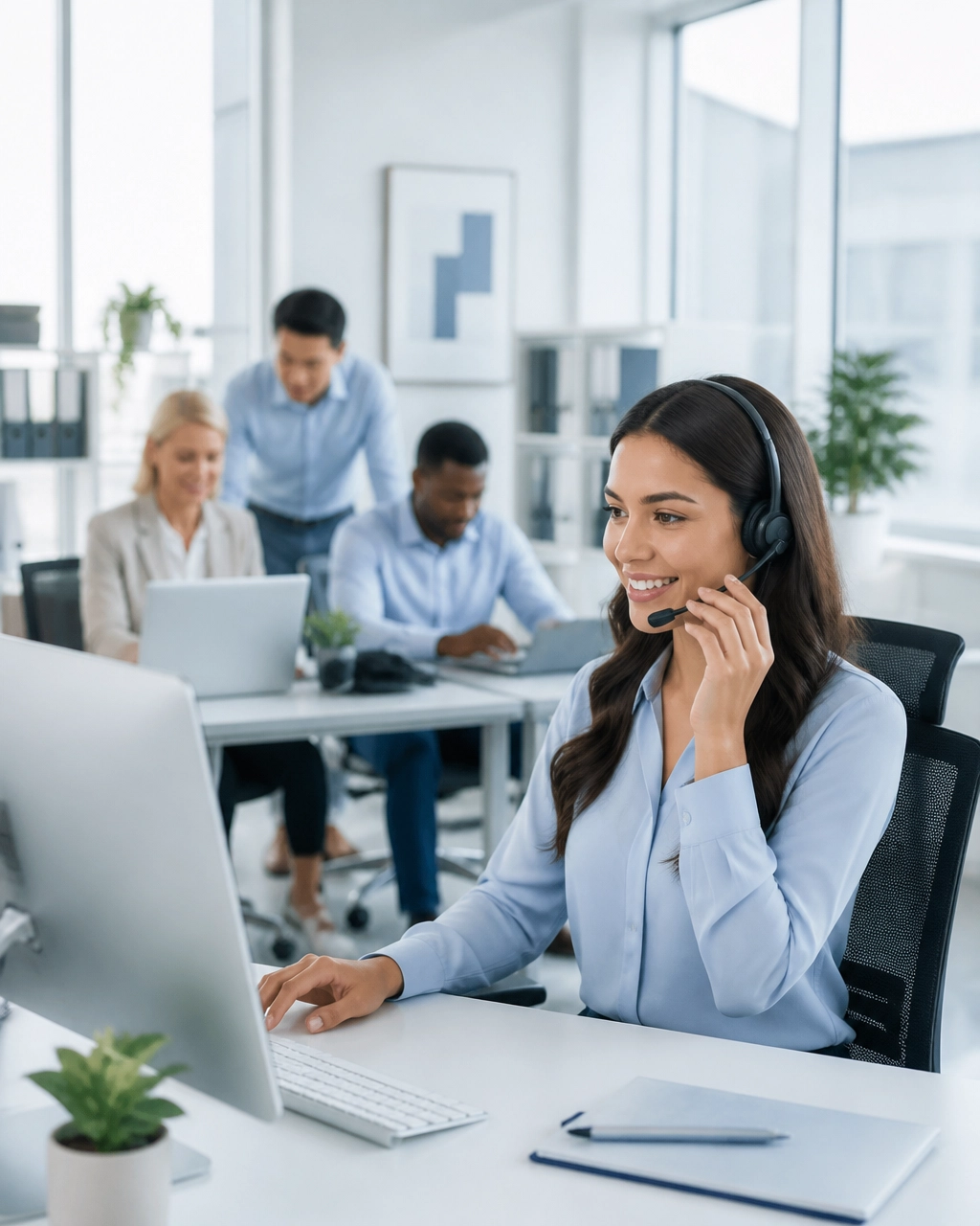 Business team with call center company near me support staying focused during work