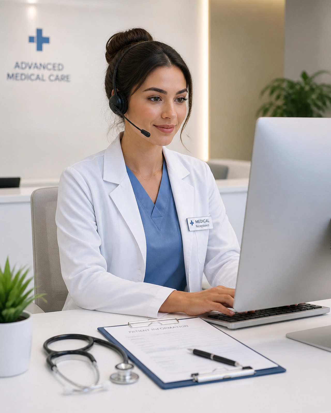 Healthcare professional in a clean medical office environment