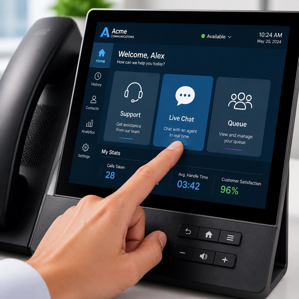 Close-up of a professional communication dashboard