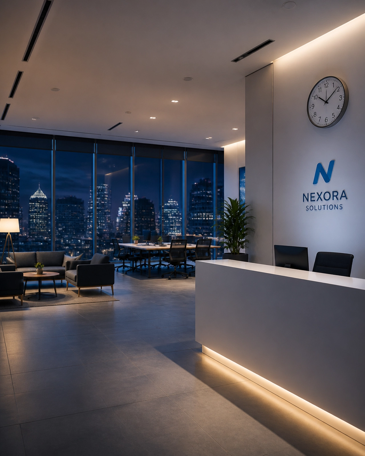 Modern disaster recovery call center workspace prepared for continuous 24/7 operations.