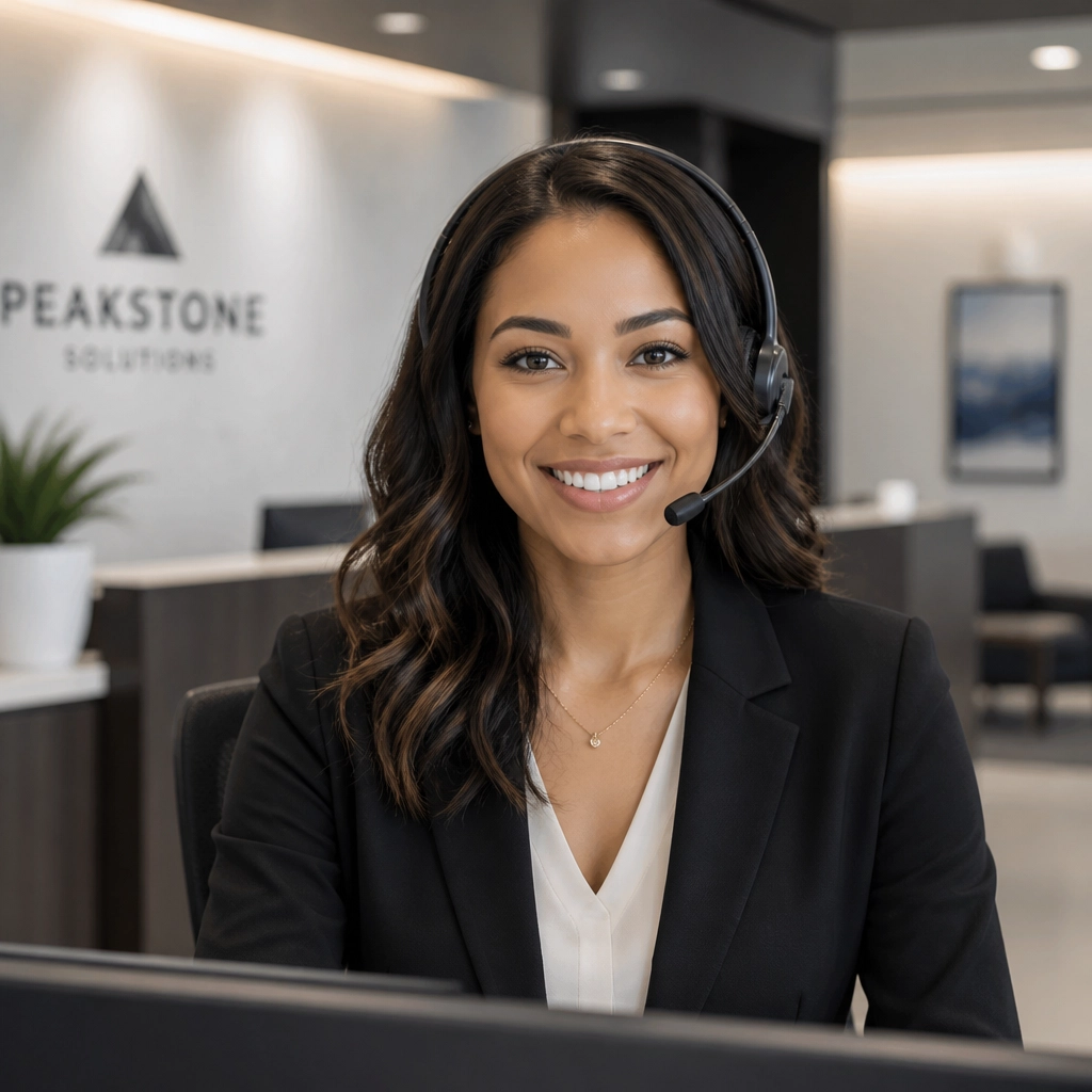 A professional American receptionist providing trustworthy service.