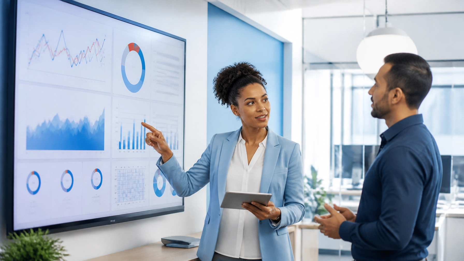 Manager reviewing live answering service call activity on a real-time dashboard